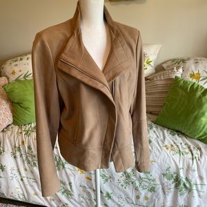 White House Black Market Leather Moto Jacket Sz Xl asymmetric zip